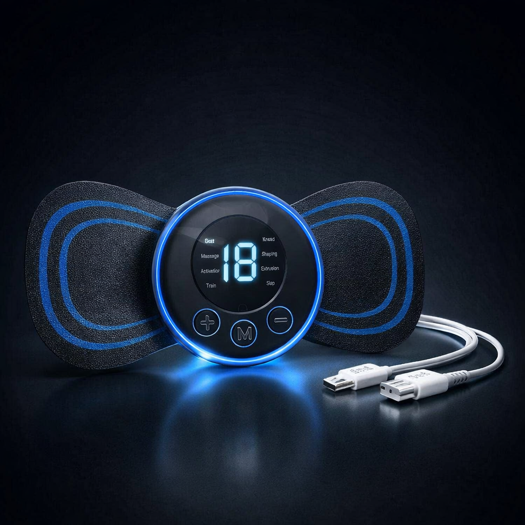 Rechargeable EMS Muscle Stimulator | Portable Butterfly Massager for Muscle Relaxation