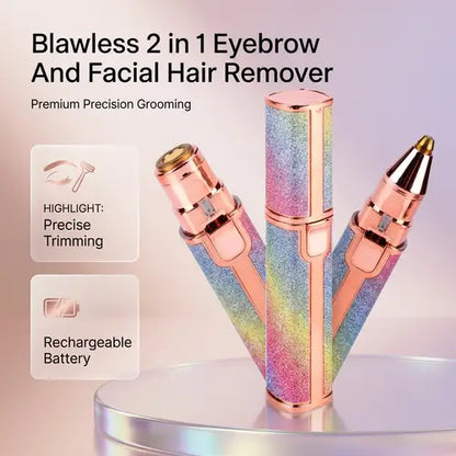 2-in-1 Electric Eyebrow Trimmer & Facial Hair Remover | Rechargeable Beauty Shaver