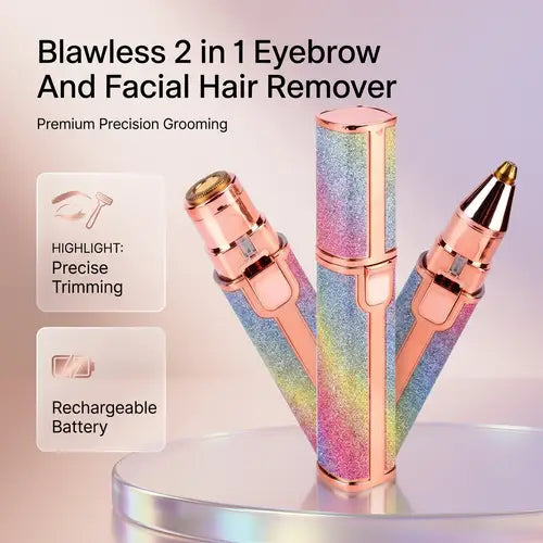 2-in-1 Electric Eyebrow Trimmer & Facial Hair Remover | Rechargeable Beauty Shaver