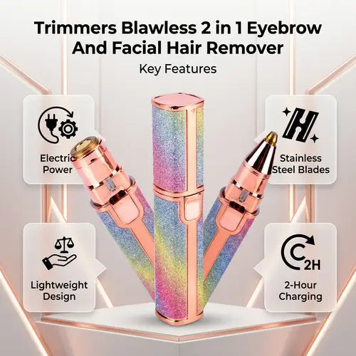 2-in-1 Electric Eyebrow Trimmer & Facial Hair Remover | Rechargeable Beauty Shaver