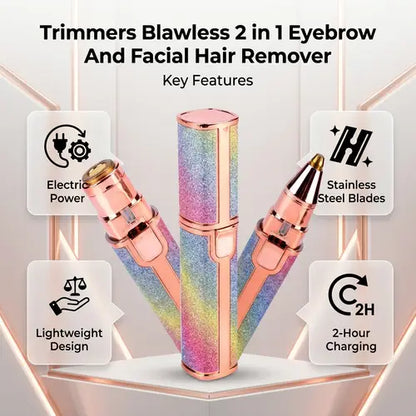 2-in-1 Electric Eyebrow Trimmer & Facial Hair Remover | Rechargeable Beauty Shaver