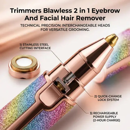 2-in-1 Electric Eyebrow Trimmer & Facial Hair Remover | Rechargeable Beauty Shaver