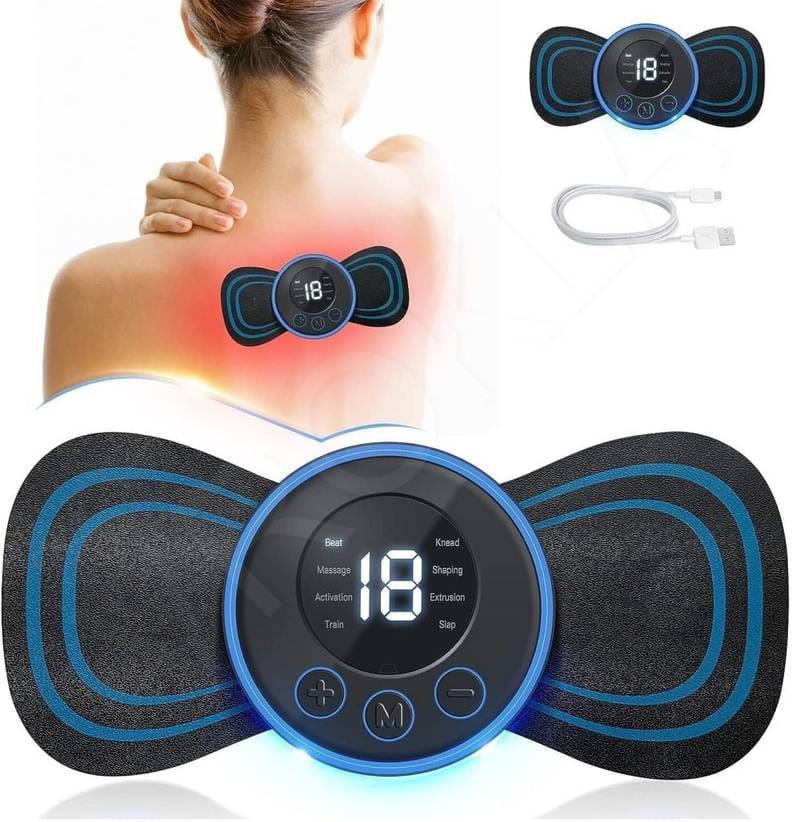 Rechargeable EMS Muscle Stimulator | Portable Butterfly Massager for Muscle Relaxation