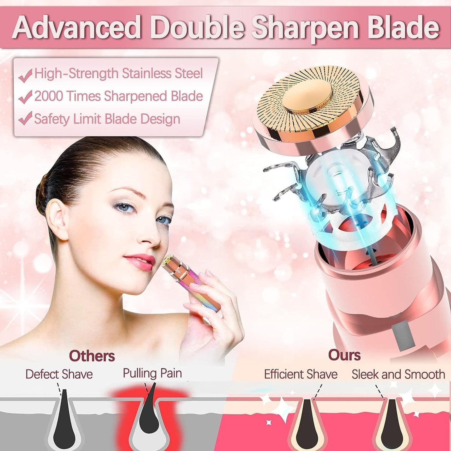 2-in-1 Electric Eyebrow Trimmer & Facial Hair Remover | Rechargeable Beauty Shaver