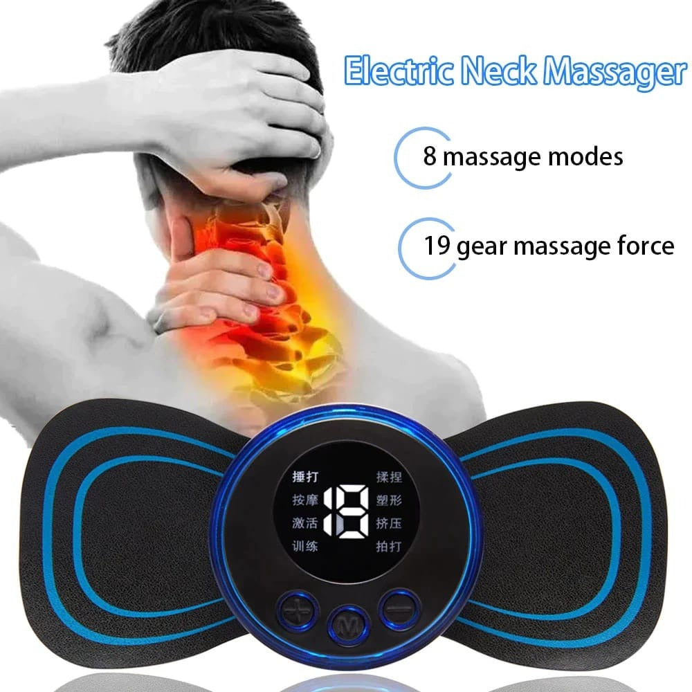 Rechargeable EMS Muscle Stimulator | Portable Butterfly Massager for Muscle Relaxation