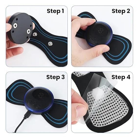 Rechargeable EMS Muscle Stimulator | Portable Butterfly Massager for Muscle Relaxation