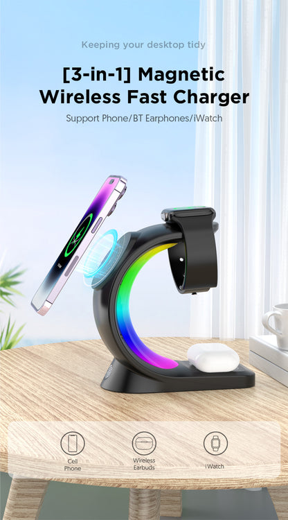 4-in-1 Magnetic Wireless Charger with RGB Light