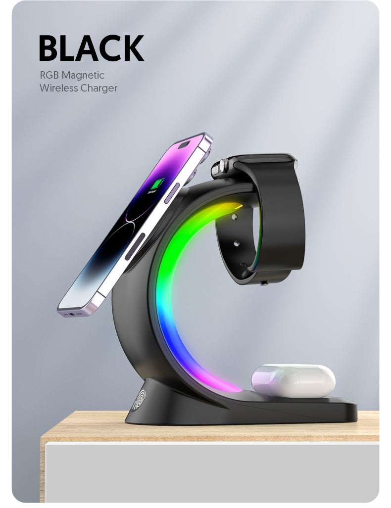 4-in-1 Magnetic Wireless Charger with RGB Light