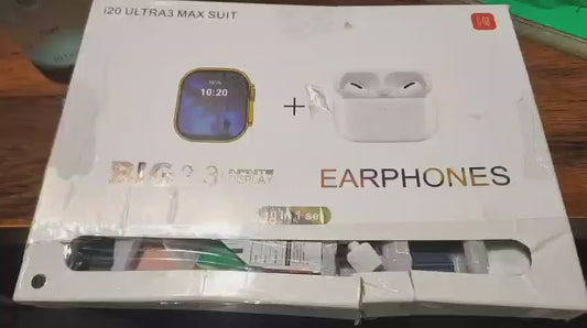 I20 Ultra Max 10-in-1 Smart Watch with Wireless Earbuds