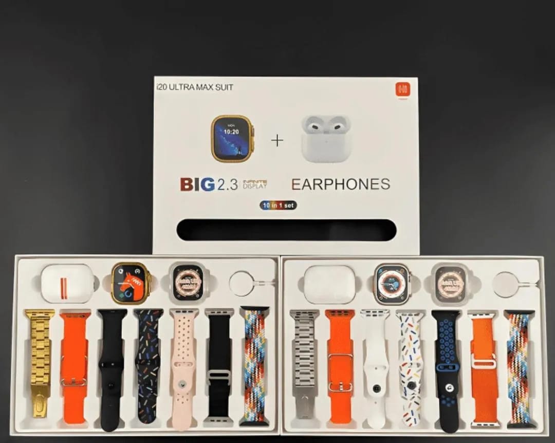 I20 Ultra Max 10-in-1 Smart Watch with Wireless Earbuds