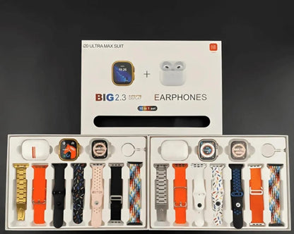 I20 Ultra Max 10-in-1 Smart Watch with Wireless Earbuds